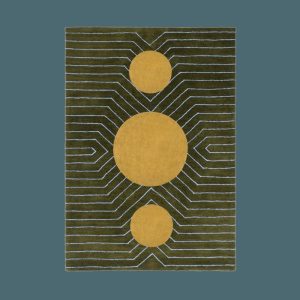 Hand Tufted Wool Rugs | Moss Green Golden Geometric Hand Tufted Wool Rug, 2′ x 3′ Hand Tufted Wool Rugs Hand Tufted Wool Rugs