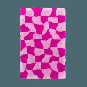 Hand Tufted Wool Rugs | Pink Abstract Checker Hand Tufted Wool Rug, 2′ x 3′ Hand Tufted Wool Rugs Hand Tufted Wool Rugs