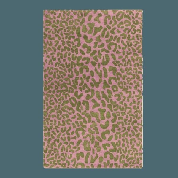 Hand Tufted Wool Rugs | Pink And Gold Leopard Print Hand Tufted Wool Rug, 3′ x 5′ Hand Tufted Wool Rugs Hand Tufted Wool Rugs