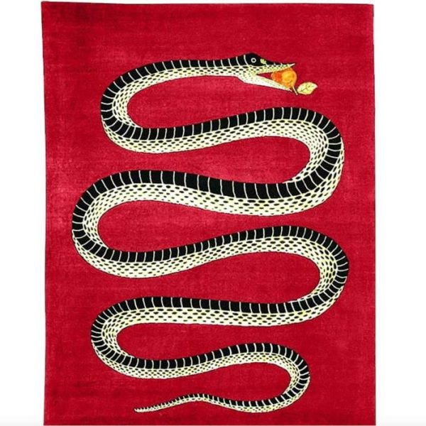 Hand Tufted Wool Rugs | Retro Red Snake Hand Tufted Wool Rug, 3′ x 5′ Hand Tufted Wool Rugs Hand Tufted Wool Rugs