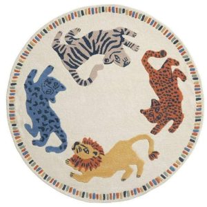 Hand Tufted Wool Rugs | Safari Animal Round Hand Tufted Wool Rug, 3′ x 3′ Hand Tufted Wool Rugs Hand Tufted Wool Rugs