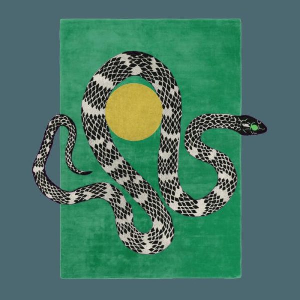 Hand Tufted Wool Rugs | Snake And Sun Green Hand Tufted Wool Rug Iii, 2′ x 3′ Hand Tufted Wool Rugs Hand Tufted Wool Rugs