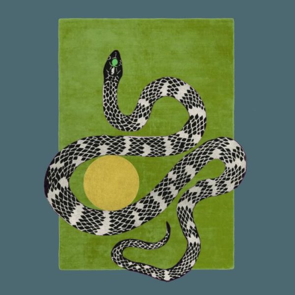 Hand Tufted Wool Rugs | Snake And Sun Hand Tufted Wool Rug – Moss Green, 2′ x 3′ Hand Tufted Wool Rugs Hand Tufted Wool Rugs