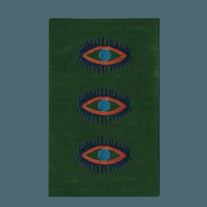 Hand Tufted Wool Rugs | Three Evil Eyes Green Hand Tufted Wool Rug – Classic, 3′ x 5′ Hand Tufted Wool Rugs Hand Tufted Wool Rugs