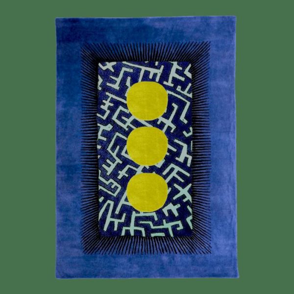 Hand Tufted Wool Rugs | Valley Of The Suns Hand Tufted Wool Rug – Blue And Yellow, 2′ x 3′ Hand Tufted Wool Rugs Hand Tufted Wool Rugs