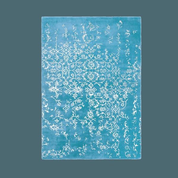 Hand Tufted Wool Rugs | White Bloom Elegant Hand Tufted Viscose Rug – Blue, 3′ x 5′ Hand Tufted Wool Rugs Hand Tufted Wool Rugs