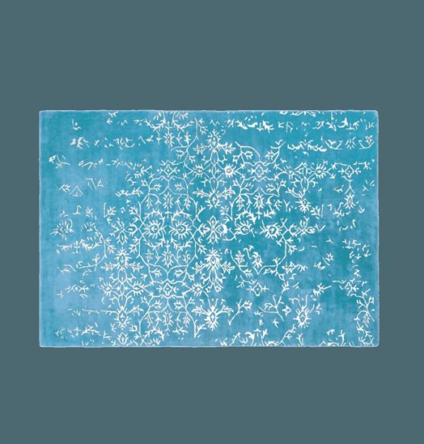 Hand Tufted Wool Rugs | White Bloom Elegant Hand Tufted Viscose Rug – Blue, 3′ x 5′ Hand Tufted Wool Rugs Hand Tufted Wool Rugs