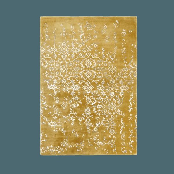 Hand Tufted Wool Rugs | White Bloom Elegant Hand Tufted Viscose Rug – Golden, 3′ x 5′ Hand Tufted Wool Rugs Hand Tufted Wool Rugs