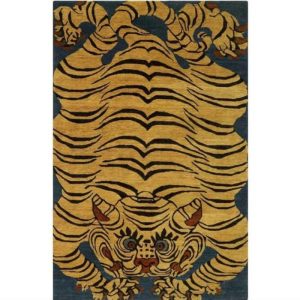 Hand Tufted Wool Rugs | Yellow Tibetan Tiger Hand Tufted Wool Rug, 2′ x 3′ Hand Tufted Wool Rugs Hand Tufted Wool Rugs