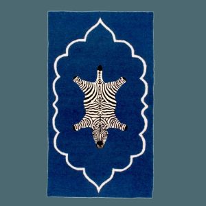 Hand Tufted Wool Rugs | Zebra In The Royal House Hand Tufted Wool Rug – Dark Blue, 4′ x 6′ Hand Tufted Wool Rugs Hand Tufted Wool Rugs