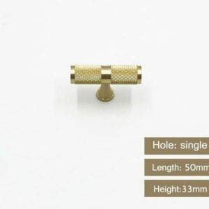 Hardware | Classic Textured Brass Cabinet Drawer Knob, T Bar 50mm Decor Hardware