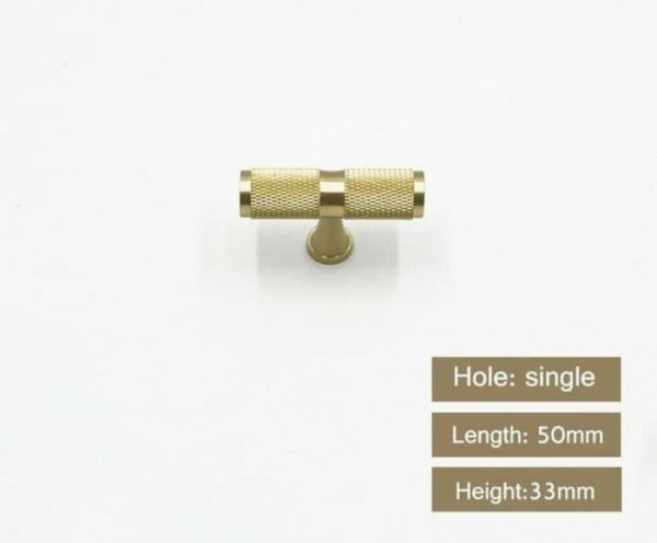 Hardware | Classic Textured Brass Cabinet Drawer Knob, T Bar 50mm Decor Hardware