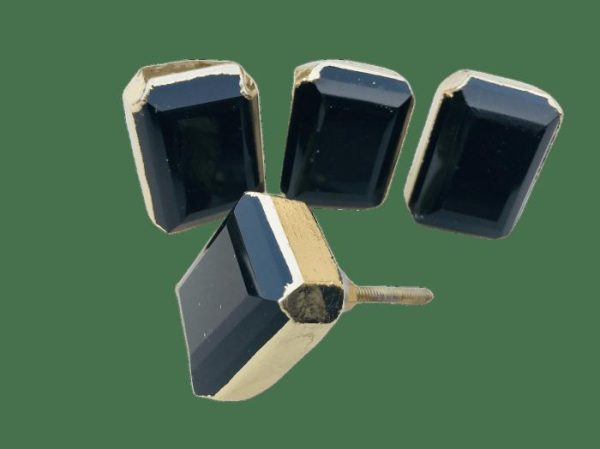 Hardware | Faceted Black Obsidian Quartz Cabinet Door Pull Handle – Set Of 4 Decor Hardware