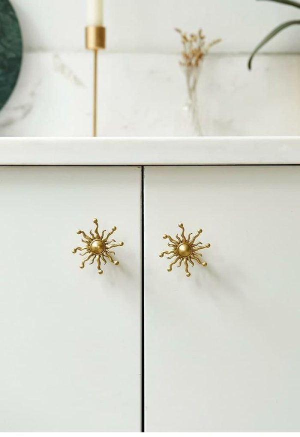 Hardware | Golden Sun Ray Cabinet Door Knob Decor Hardware