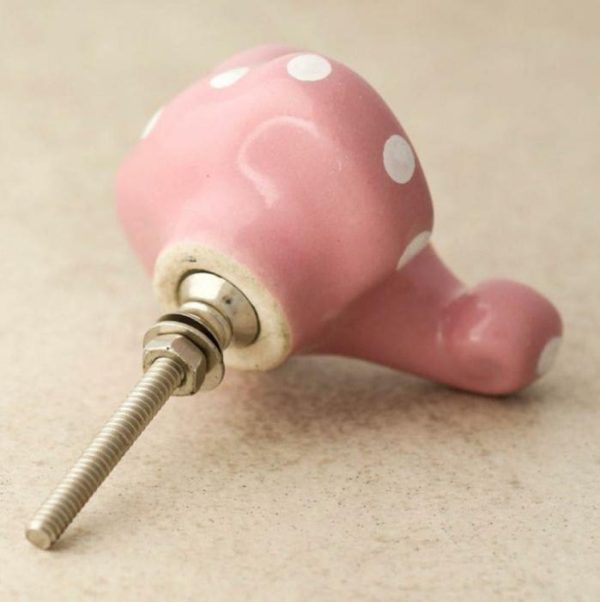 Hardware | Pink And White Polka Dots Elephant Shape Knob – Set Of 6 Decor Hardware