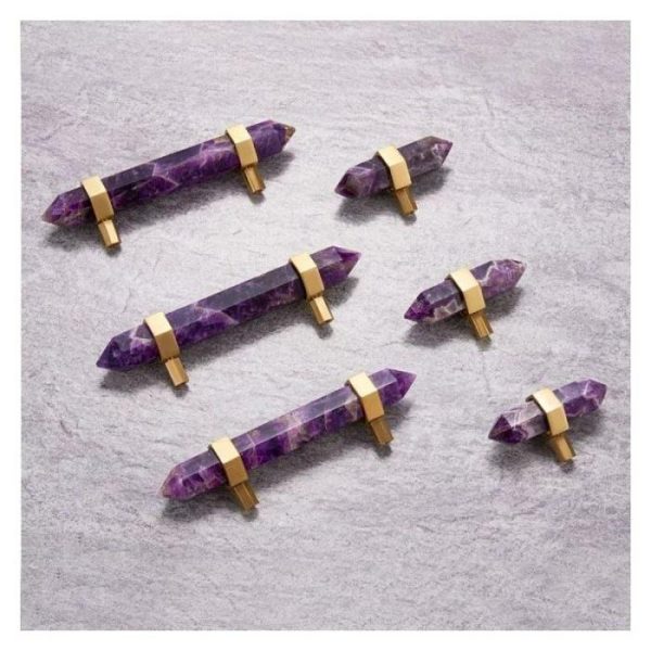 Hardware | Purple Amethyst Bar Cabinet Drawer Pull With Brass Accent, Small Decor Hardware