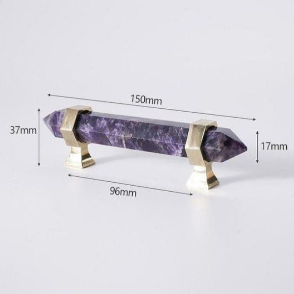 Hardware | Purple Amethyst Bar Cabinet Drawer Pull With Brass Accent, Small Decor Hardware