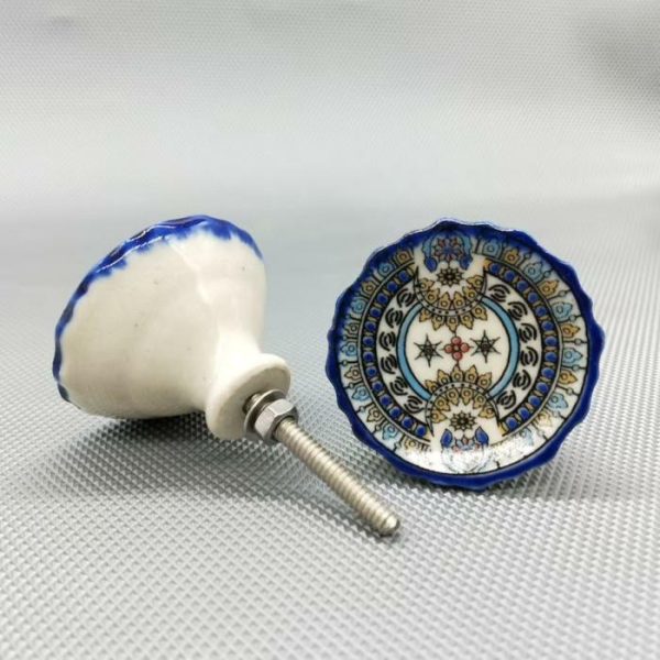 Hardware | Raja Vintage Blue Round Ceramic Knobs – Set Of 6 Decor Hardware