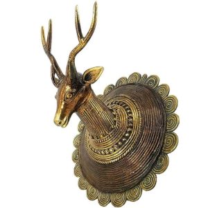 Hardware | Solid Brass Carved Deer Head With Antlers Decor Hardware