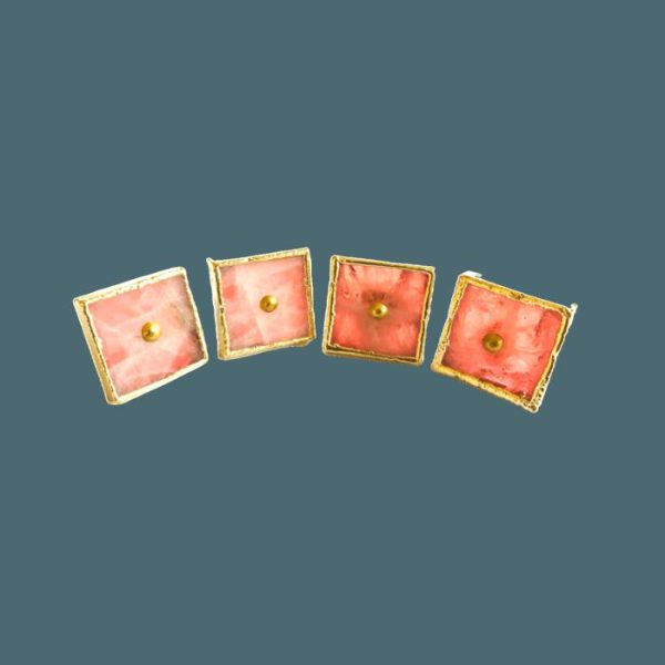 Hardware | Square Rose Quartz Cabinet Door Pull Handle – Set Of 4 Decor Hardware