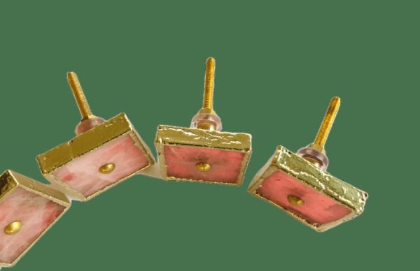 Hardware | Square Rose Quartz Cabinet Door Pull Handle – Set Of 4 Decor Hardware