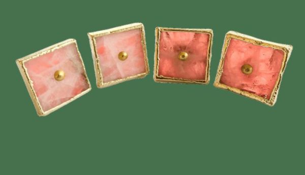 Hardware | Square Rose Quartz Cabinet Door Pull Handle – Set Of 4 Decor Hardware