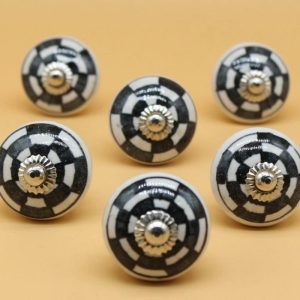 Hardware | Tikka Black And White Stripe Ceramic Knobs – Set Of 6 Decor Hardware