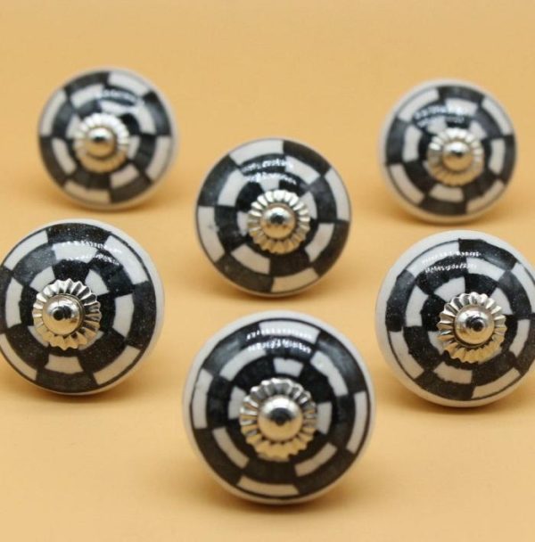 Hardware | Tikka Black And White Stripe Ceramic Knobs – Set Of 6 Decor Hardware