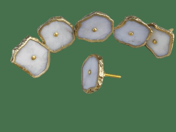 Hardware | White Agate Cabinet Door Pull Handle – Set Of 6 Decor Hardware