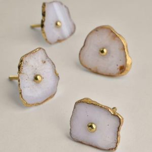 Hardware | White Agate Stone Cabinet Drawer Knob – Set Of 6 Decor Hardware