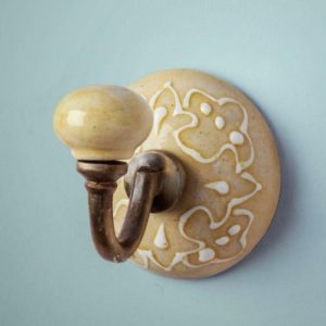 Hardware | Yellow Embossed Ceramic Round Coat Hook – Set Of 6 Decor Hardware