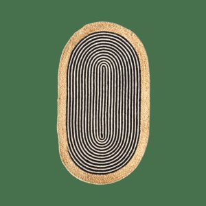 Jute Rugs | Beige And Black Oval Jute Rug, 2′ x 3′ Jute Rugs Jute Rugs