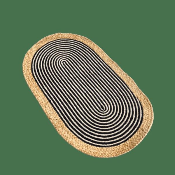 Jute Rugs | Beige And Black Oval Jute Rug, 2′ x 3′ Jute Rugs Jute Rugs