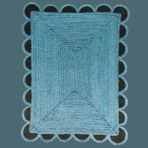 Jute Rugs | Black And Blue Scallop Jute Rug, 2′ x 3′ Jute Rugs Jute Rugs