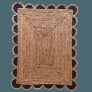 Jute Rugs | Black And Natural Scallop Jute Rug, 2′ x 3′ Jute Rugs Jute Rugs