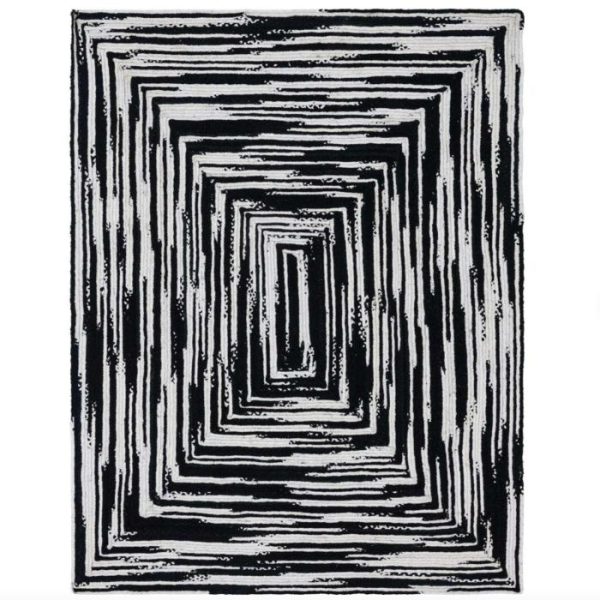 Jute Rugs | Black And White Rectangular Hand Made Cotton Rug, 2′ x 3′ Cotton Rugs Cotton Rugs