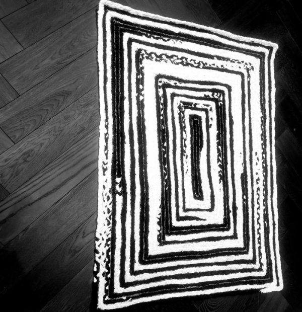 Jute Rugs | Black And White Rectangular Hand Made Cotton Rug, 2′ x 3′ Cotton Rugs Cotton Rugs