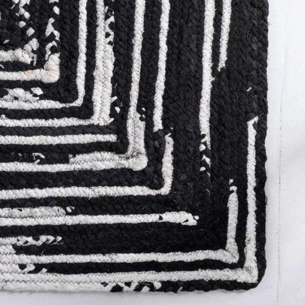 Jute Rugs | Black And White Rectangular Hand Made Cotton Rug, 2′ x 3′ Cotton Rugs Cotton Rugs