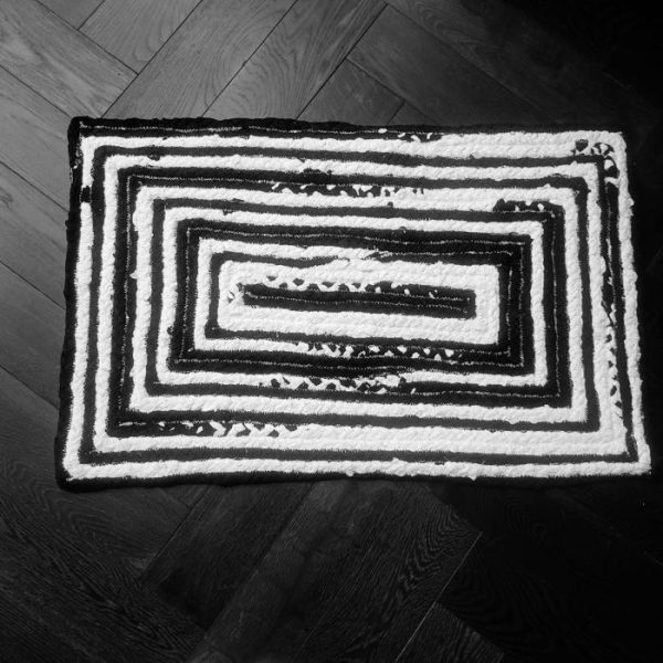 Jute Rugs | Black And White Rectangular Hand Made Cotton Rug, 2′ x 3′ Cotton Rugs Cotton Rugs