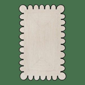 Jute Rugs | Black And White Scallop Jute Rug, 2′ x 3′ Jute Rugs Jute Rugs