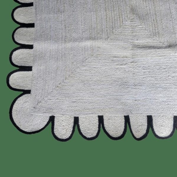 Jute Rugs | Black And White Scallop Jute Rug, 2′ x 3′ Jute Rugs Jute Rugs