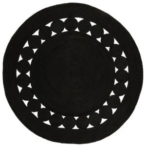 Jute Rugs | Black Round Jute Rug, 2′ x 2′ Jute Rugs Jute Rugs