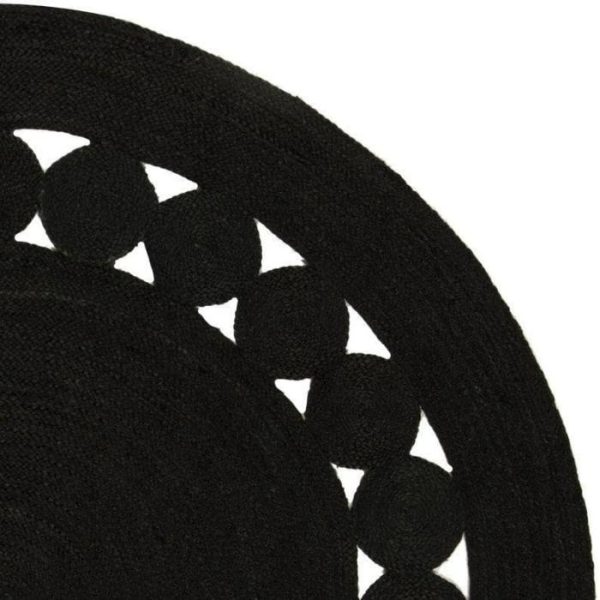 Jute Rugs | Black Round Jute Rug, 2′ x 2′ Jute Rugs Jute Rugs