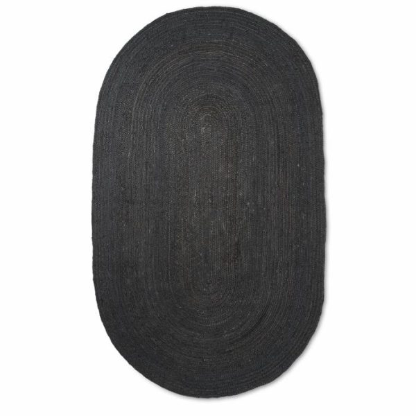 Jute Rugs | Black Woven Oval Jute Rug, 2′ x 3′ Jute Rugs Jute Rugs