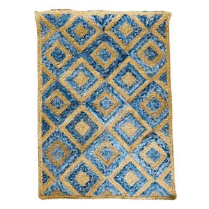 Jute Rugs | Blue Diamonds Runner Jute Rug, 2′ x 3′ Jute Rugs Jute Rugs