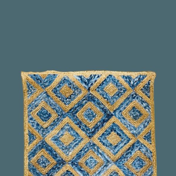 Jute Rugs | Blue Diamonds Runner Jute Rug, 2′ x 3′ Jute Rugs Jute Rugs