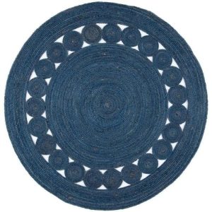 Jute Rugs | Blue Round Jute Rug, 2′ x 2′ Jute Rugs Jute Rugs