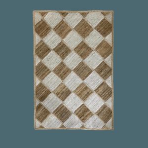 Jute Rugs | Diamond Checker Jute Rug – Natural And White, 2′ x 3′ Jute Rugs Jute Rugs