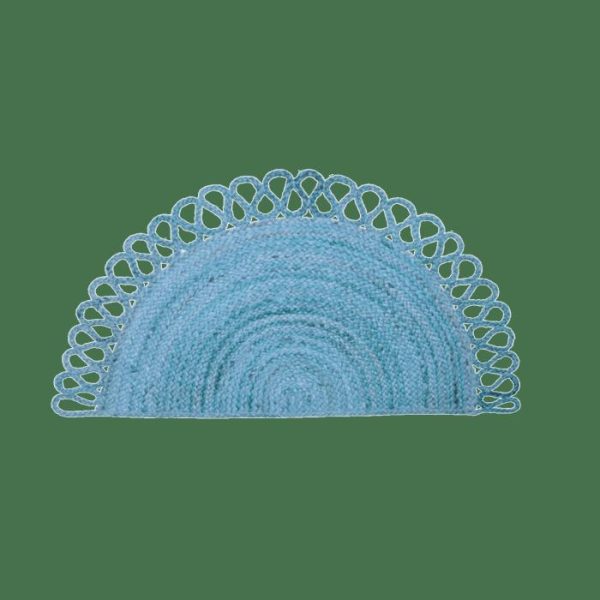 Jute Rugs | Folding Border Half Circle Accent Jute Rug – Blue Accent Rugs Accent Rugs