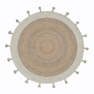 Jute Rugs | Fringed White Round Jute Rug, 2′ x 2′ Jute Rugs Jute Rugs